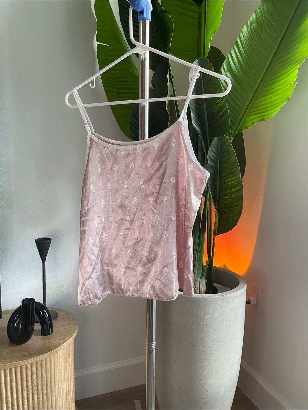 Light Pink Satin Spaghetti-Strap Camisole